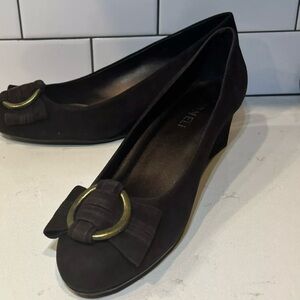 Vaneli Women’s Shoes Size 9W, Brown Suede Wedge Heel